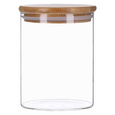 Vorratsglas mit Bambus Deckel, Glas Behälter für Lebensmittel, luftdicht, spülmaschinenfest, 700ml