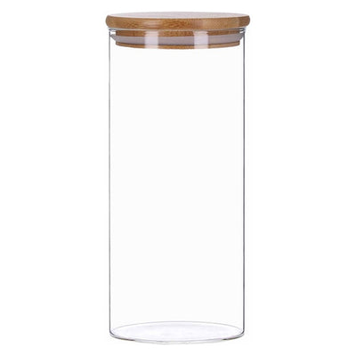 Vorratsglas mit Bambus Deckel, Glas Behälter für Lebensmittel, luftdicht, spülmaschinenfest, 1500ml
