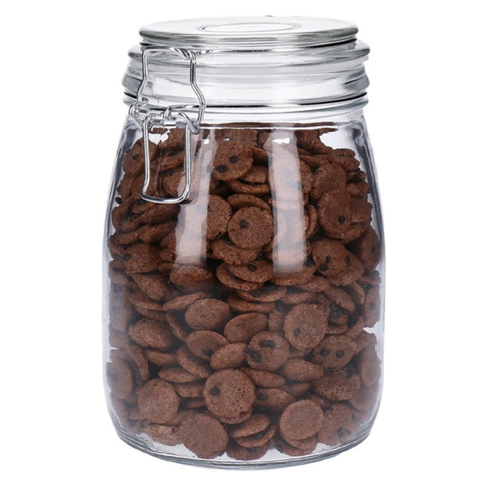 TP Glasbehälter mit Bügelverschluss, Drahtbügelgla Vorratsglas - luftdicht, auslaufsicher (rund) 1000ml