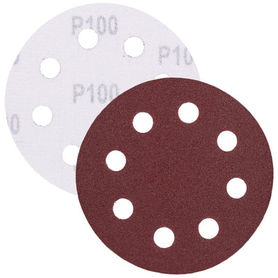 Schleifpapier, Schleifscheibe - Universal (rot) 125mm, 8-fach-gelocht, Papierbasis - 10er Pack P100