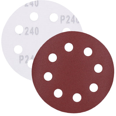 Schleifpapier, Schleifscheibe - Universal (rot) 125mm, 8-fach-gelocht, Papierbasis - 10er Pack P240