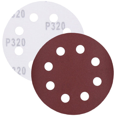 Schleifpapier, Schleifscheibe - Universal (rot) 125mm, 8-fach-gelocht, Papierbasis - 10er Pack P320