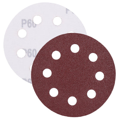 Schleifpapier, Schleifscheibe - Universal (rot) 125mm, 8-fach-gelocht, Papierbasis - 10er Pack P60