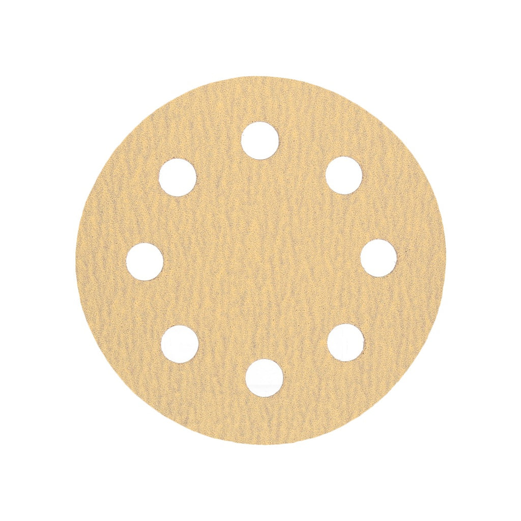 Produktbild Schleifscheibe - TP Schleifpapier, Schleifscheibe - Universal (gelb 125mm, 8-fach-gelocht, Latexbasis - 10er Pack P100