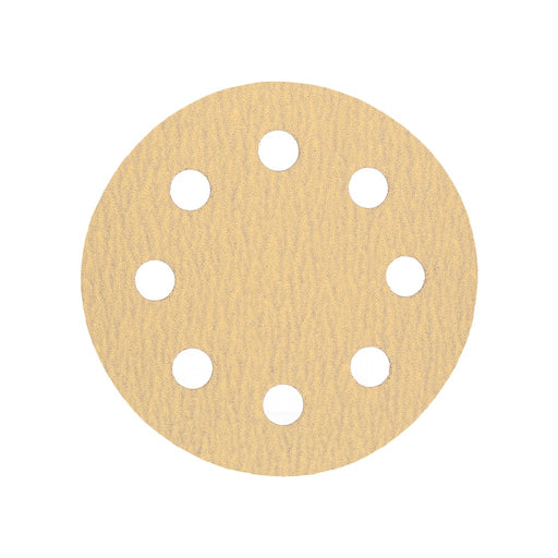Produktbild Schleifscheibe - TP Schleifpapier, Schleifscheibe - Universal (gelb 125mm, 8-fach-gelocht, Latexbasis - 10er Pack P100