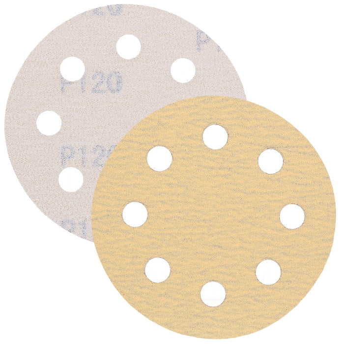 TP Schleifpapier, Schleifscheibe - Universal (gelb 125mm, 8-fach-gelocht, Latexbasis - 10er Pack P120