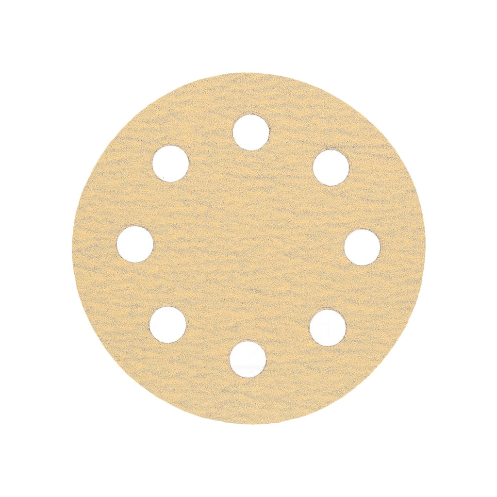 Produktbild Schleifscheibe - TP Schleifpapier, Schleifscheibe - Universal (gelb 125mm, 8-fach-gelocht, Latexbasis - 10er Pack P120