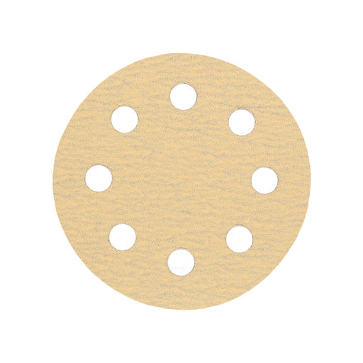 Produktbild Schleifscheibe - TP Schleifpapier, Schleifscheibe - Universal (gelb 125mm, 8-fach-gelocht, Latexbasis - 10er Pack P120