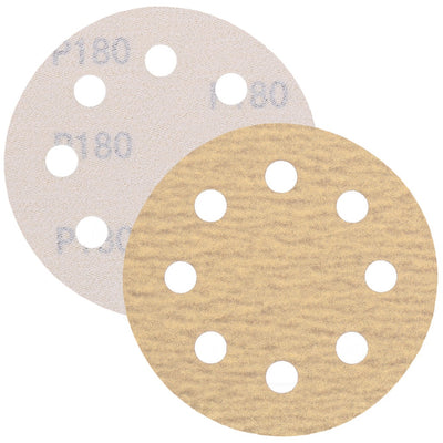 Schleifpapier, Schleifscheibe - Universal (gelb 125mm, 8-fach-gelocht, Latexbasis - 10er Pack P180