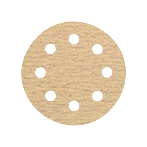 Produktbild Schleifscheibe - TP Schleifpapier, Schleifscheibe - Universal (gelb 125mm, 8-fach-gelocht, Latexbasis - 10er Pack P180