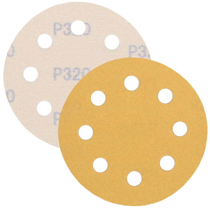 TP Schleifpapier, Schleifscheibe - Universal (gelb 125mm, 8-fach-gelocht, Latexbasis - 10er Pack P320