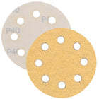 TP Schleifpapier, Schleifscheibe - Universal (gelb 125mm, 8-fach-gelocht, Latexbasis - 10er Pack P40