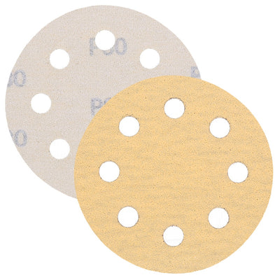 Schleifpapier, Schleifscheibe - Universal (gelb 125mm, 8-fach-gelocht, Latexbasis - 10er Pack P80