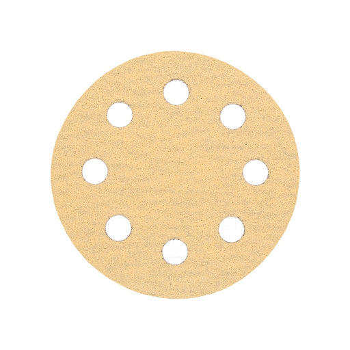 Produktbild Schleifscheibe - TP Schleifpapier, Schleifscheibe - Universal (gelb 125mm, 8-fach-gelocht, Latexbasis - 10er Pack P80