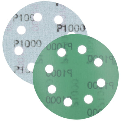 Schleifpapier, Schleifscheibe - Universal (grün 125mm, 8-fach-gelocht, Filmbasis - 10er Pack P1000