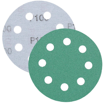 Schleifpapier, Schleifscheibe - Universal (grün 125mm, 8-fach-gelocht, Filmbasis - 10er Pack P100