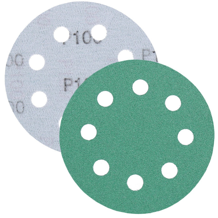 TP Schleifpapier, Schleifscheibe - Universal (grün 125mm, 8-fach-gelocht, Filmbasis - 10er Pack P100