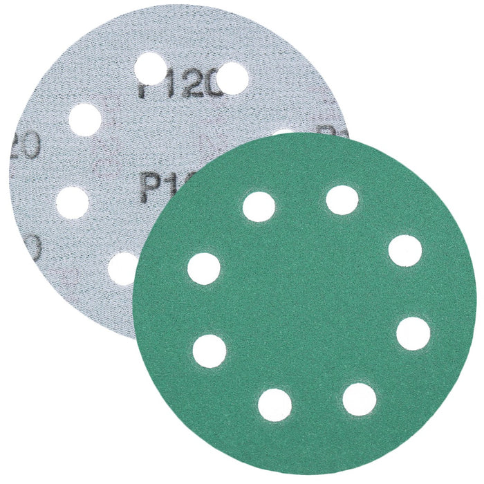 TP Schleifpapier, Schleifscheibe - Universal (grün 125mm, 8-fach-gelocht, Filmbasis - 10er Pack P120