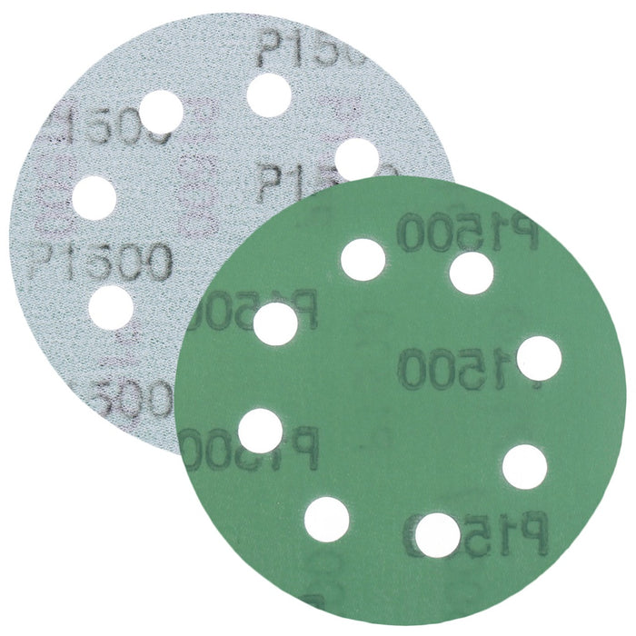 TP Schleifpapier, Schleifscheibe - Universal (grün 125mm, 8-fach-gelocht, Filmbasis - 10er Pack P1500