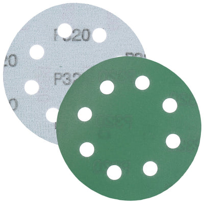 Schleifpapier, Schleifscheibe - Universal (grün 125mm, 8-fach-gelocht, Filmbasis - 10er Pack P320