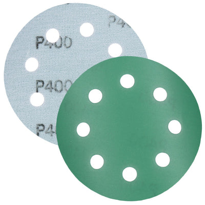 Schleifpapier, Schleifscheibe - Universal (grün 125mm, 8-fach-gelocht, Filmbasis - 10er Pack P400