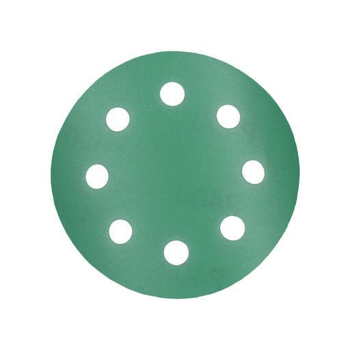 Produktbild Schleifscheibe - TP Schleifpapier, Schleifscheibe - Universal (grün 125mm, 8-fach-gelocht, Filmbasis - 10er Pack P400