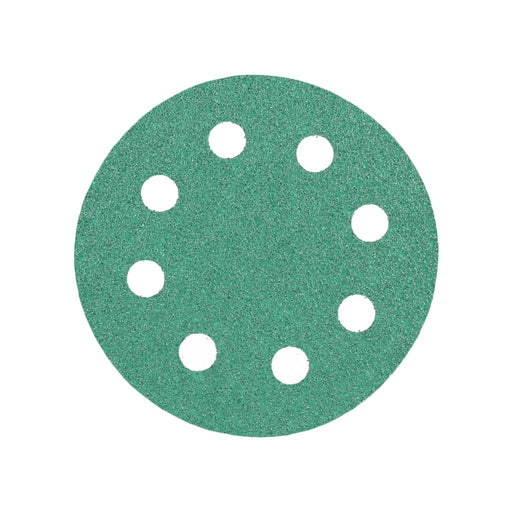 Produktbild Schleifscheibe - TP Schleifpapier, Schleifscheibe - Universal (grün 125mm, 8-fach-gelocht, Filmbasis - 10er Pack P60