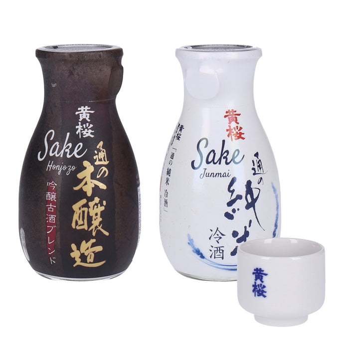 Kizakura Sake Set mit 2 Flaschen à 180 ml inkl. eines Sake-Bechers