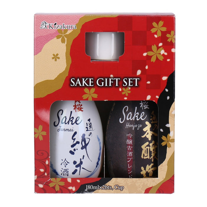 Kizakura Sake Set mit 2 Flaschen à 180 ml inkl. eines Sake-Bechers