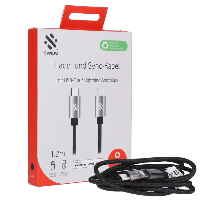 Swipe Lade-und Sync-Kabel 1,2m 3.0A mit USB-C auf Lightning Anschluss