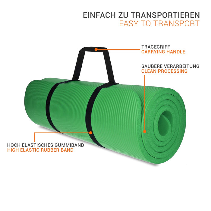 TP Yogamatte, Sport Unterlage aus Schaumstoff, für Pilates, Fitness, rutschfest, 185 x 61 x 1,5 cm Grün