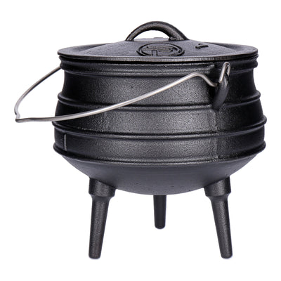 Potjie Pot - BBQ Dreifuß Dutch Oven Gusseisen, Feuerkessel mit Deckel und Füßen Pot 1 (ca. 3 Liter)