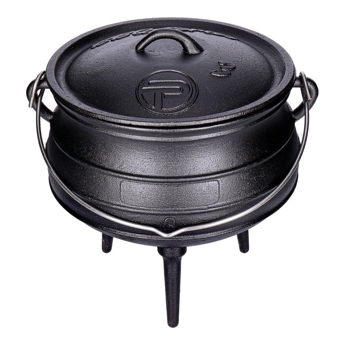 TP Potjie Pot - BBQ Dreifuß Dutch Oven Pot 3 Gusseisen, Feuerkessel mit Deckel u. Füßen 8 Liter