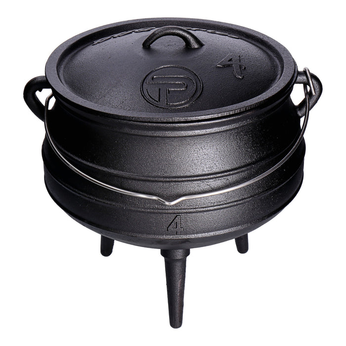 TP Potjie Pot 4 12L - BBQ Dreifuß Dutch Oven Gusseisen, Feuerkessel mit Deckel und Füßen