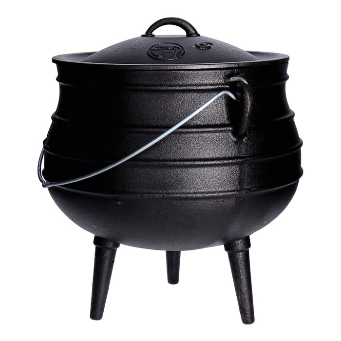 TP Potjie Pot - BBQ Dreifuß Dutch Oven Gusseisen, Feuerkessel mit Deckel und Füßen Pot 6 ( ca. 14 Liter)