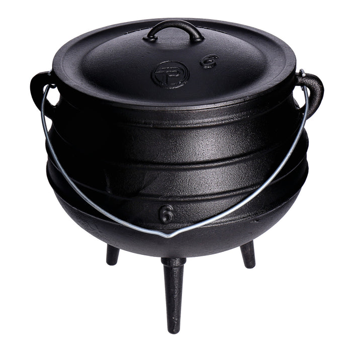 TP Potjie Pot - BBQ Dreifuß Dutch Oven Gusseisen, Feuerkessel mit Deckel und Füßen Pot 6 ( ca. 14 Liter)