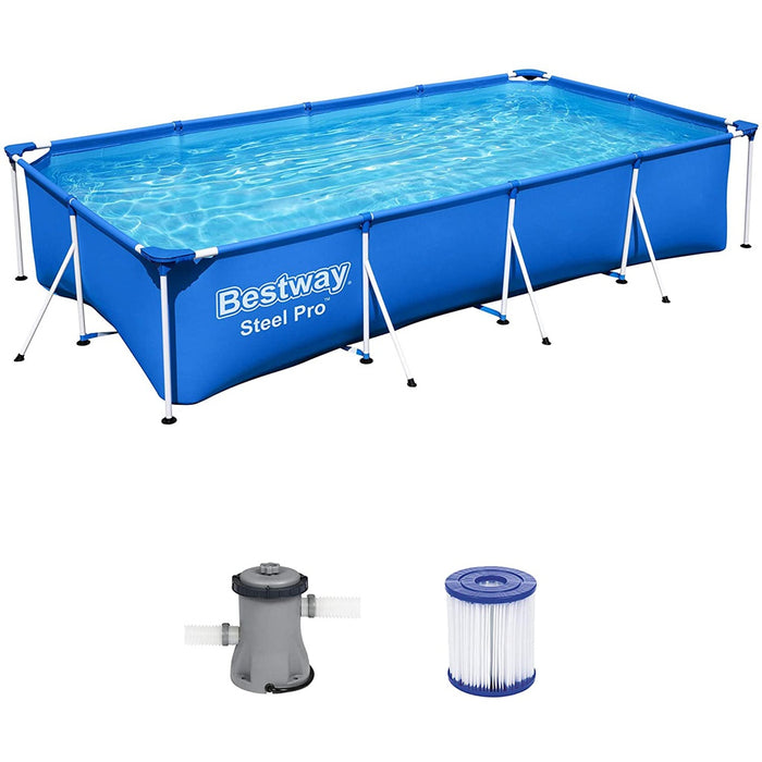 Steel Pro Frame Pool-Set,400x211x81cm,Eckig,blau
