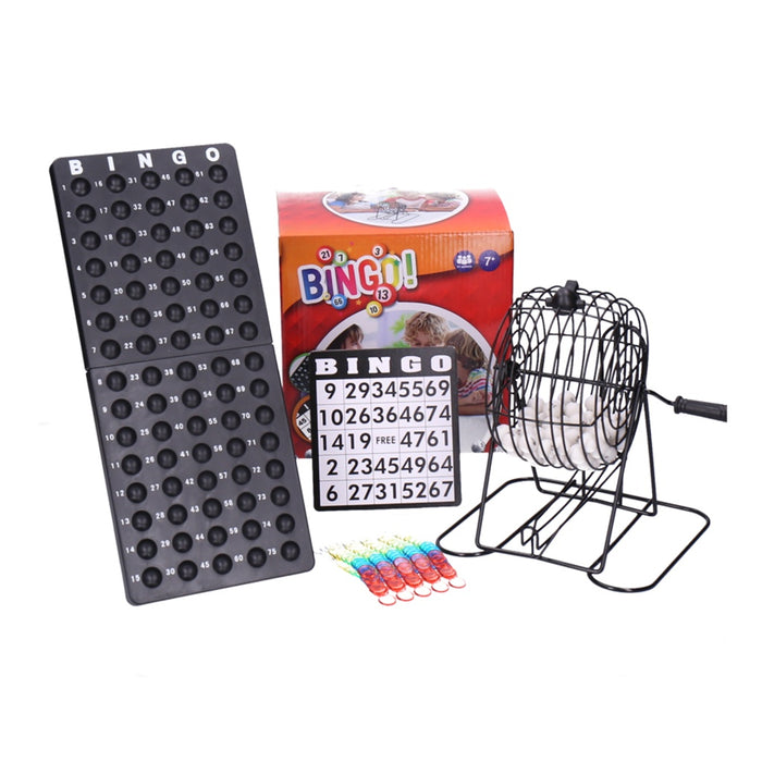 Bingo Set mit Trommel aus Metall und 75 Kugeln
