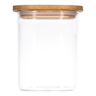 Vorratsglas mit Bambusdeckel, Glas Behälter für Lebensmittel, luftdicht, spülmaschinenfest - eckig 1000ml