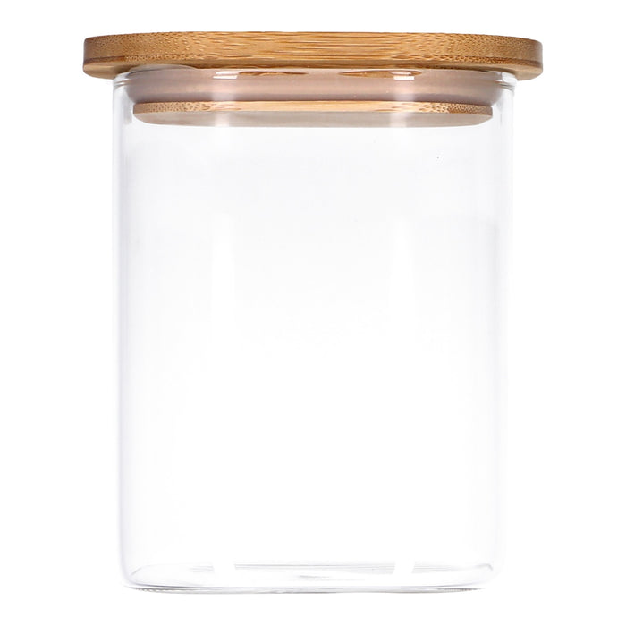 TP Vorratsglas mit Bambusdeckel, Glas Behälter für Lebensmittel, luftdicht, spülmaschinenfest - eckig 1000ml