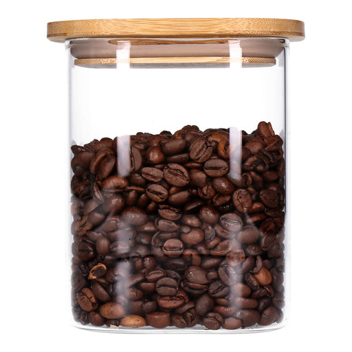Produktbild Vorratsglas - TP Vorratsglas mit Bambusdeckel, Glas Behälter für Lebensmittel, luftdicht, spülmaschinenfest - eckig 1000ml