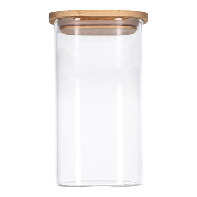 Vorratsglas mit Bambusdeckel, Glas Behälter für Lebensmittel, luftdicht, spülmaschinenfest - eckig 1500ml