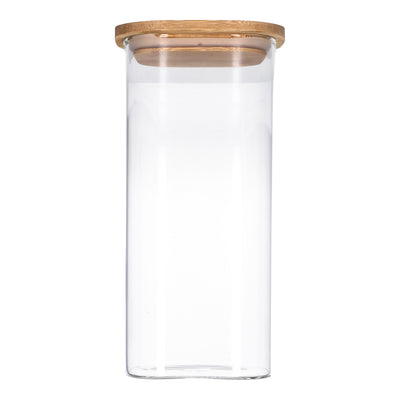 Vorratsglas mit Bambusdeckel, Glas Behälter für Lebensmittel, luftdicht, spülmaschinenfest - eckig 1800ml
