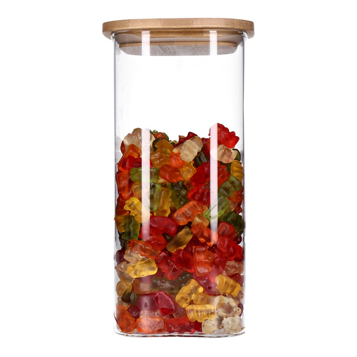 TP Vorratsglas mit Bambusdeckel, Glas Behälter für Lebensmittel, luftdicht, spülmaschinenfest - eckig 1800ml
