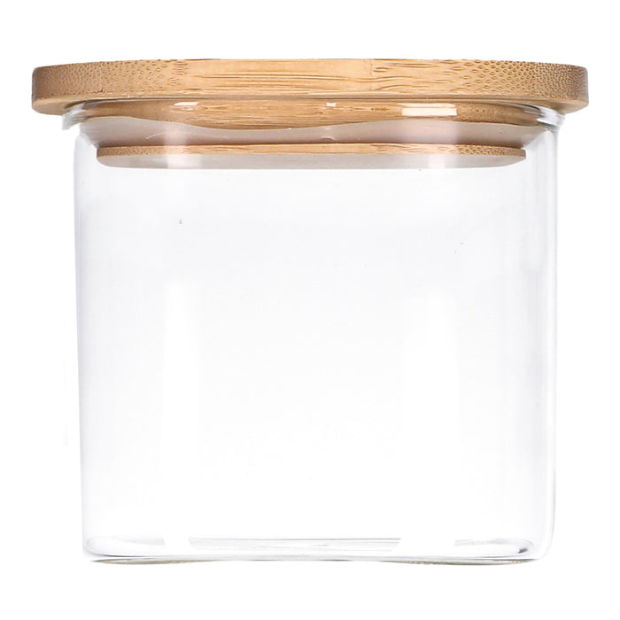 TP Vorratsglas mit Bambusdeckel, Glas Behälter für Lebensmittel, luftdicht, spülmaschinenfest - eckig 750ml