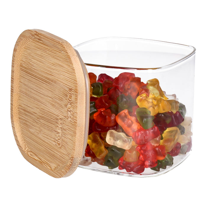 TP Vorratsglas mit Bambusdeckel, Glas Behälter für Lebensmittel, luftdicht, spülmaschinenfest - eckig 750ml