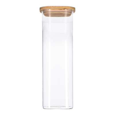 Vorratsglas mit Bambusdeckel, Glas Behälter für Lebensmittel, luftdicht, spülmaschinenfest - eckig 2500ml
