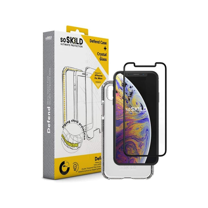 SoSkild Defend Case TPU Schutzhülle + Displayglas für Apple iPhone Xs Max transparent