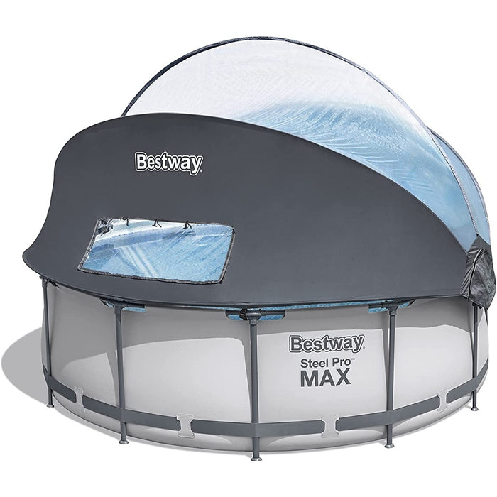 Bestway 5619N Steel Pro MAX Frame Pool Set mit Filterpumpe + Verdeck 366 x 100cm lichtgrau