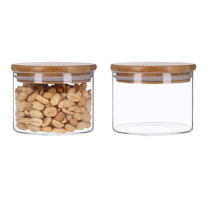 TP Vorratsgläser 4er Set mit Bambus Deckel, luftdichte Behälter inkl. Etiketten, 4 x 350 ml